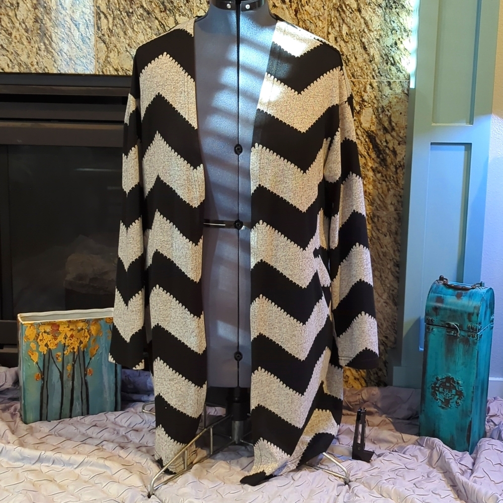 Black and Grey Chevron Sweater - XL
